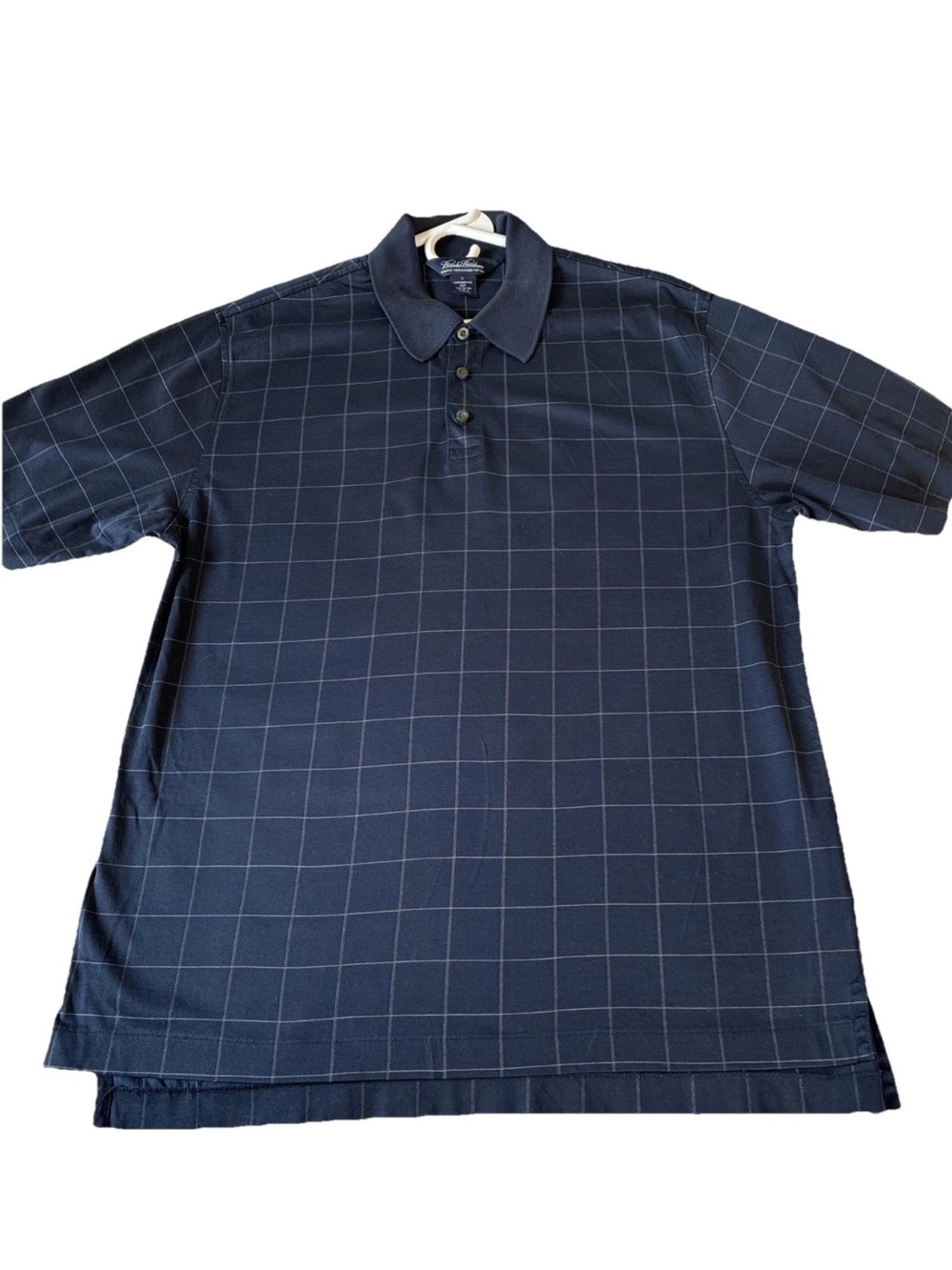 Brooks Brothers Navy Windowpane Grid Polo Shirt